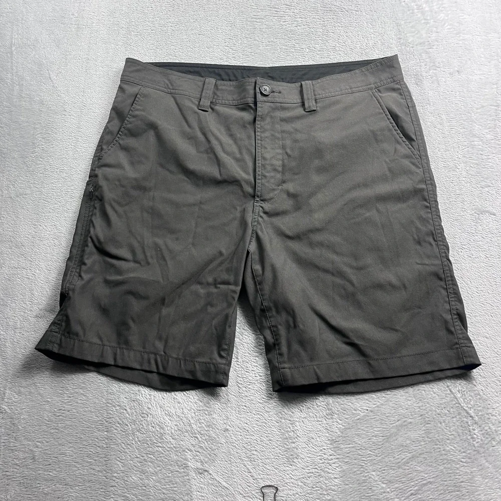 Prana Brion Shorts Mens 36 Charcoal Gray Stretch Zion Hiking Travel Outdoor 9 In